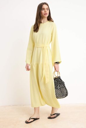 Trendyol Modest Dames Donkerblauw Effen Maxi Lang Casual A-lijn Modest Jurken