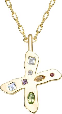Genevive 14K Plated Cz Alphabetical Necklace