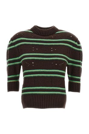 Marni Brown/Green Cashmere Crafted Striped Sweater