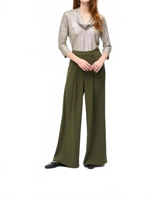 Joseph Ribkoff Fana Foiled Knit Cowl Collar Top In Beige And Gold