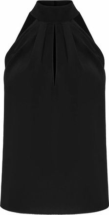 Philipp Plein Tops, Dames, Zwart, XL, Leer, Silk Crepe de Chine Tie Neck Halter Top