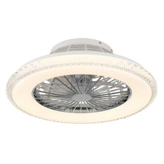 Netlighting Corusso Ceiling Fan Chrome LED Dimmable 30006500K Remote Control Timer in Grey