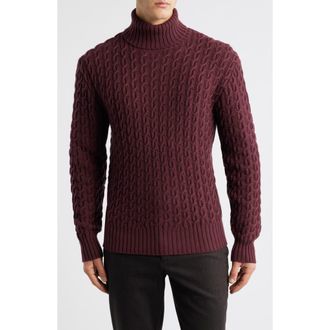 BOSS x Beckham Herrero Wool & Cashmere Cable Sweater in Dark Red at Nordstrom Rack, Size Xx-Large