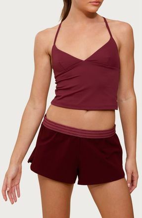 Edikted Felice Cross Back Crop Tank in Burgundy at Nordstrom, Size X-Large