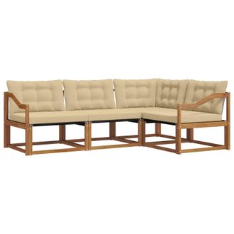 vidaXL Conjunto De Sof&aacute;s De Exterior Con Coj&iacute;n 4 Pcs Natural Y Beige Vidaxl