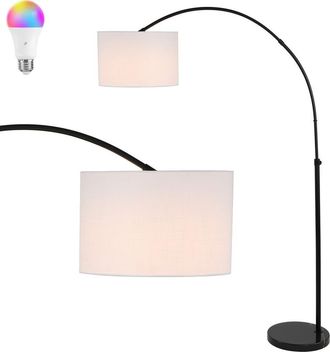 Jonathan Y Designs Collier 70 Industrial Vintage Head-and-Height-Adjustable Iron LED Arc Floor Lamp with Smart Bulb, Black at Nordstrom
