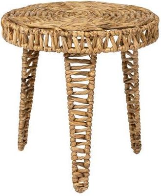 Jonathan Y Designs Amara 17 Coastal Bohemian Handwoven Water Hyacinth Round Tripod End Table in Natural at Nordstrom