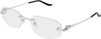 Cartier Glasses, unisex, Gray, Size: 55 MM Geometric Metal Frame