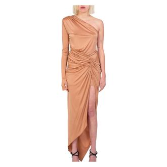 Pinko Furnari Twisted Jurk - Dames - Feestkleedjes - Bruin - M - Polyester - Kleedjes