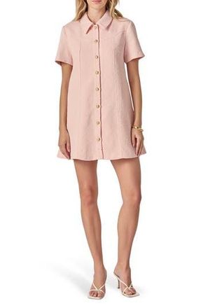 English Factory Textured Short Sleeve Mini Shirtdress in Light Pink at Nordstrom Rack, Size X-Small