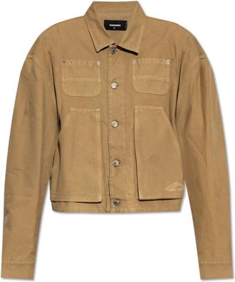 Dsquared2 Jacket met Zakken - Dames - Spijkerjassen - Beige - XS - Katoen - Jassen