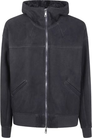 Giorgio Brato Velours Oversized Hoodie - Heren - Leren en Su&egrave;de Jassen - Zwart - 3XL - Jassen
