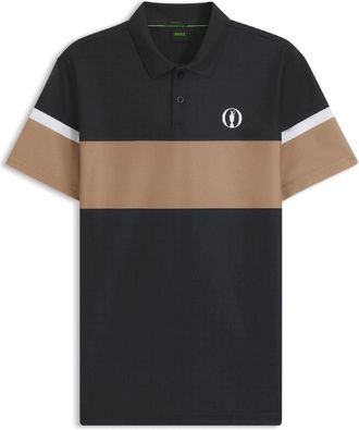 HUGO BOSS Mens Open 25 Paddy Grid Pattern Polo Shirt in Black - Size X-Large