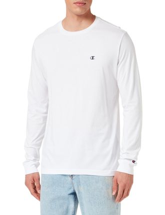 Champion Legacy Basics-L-s Crewneck Mens Long-Sleeve T-Shirt, White, XL