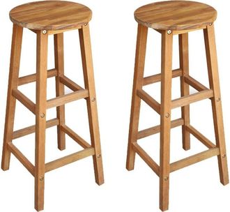 vidaXL Bar Chairs 2 pcs Solid Acacia Wood Vidaxl