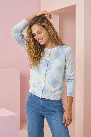 Roman Floral Print Knit Cardigan