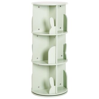 Beliani Estanter&iacute;a Giratoria De 3 Baldas Mdf Para Habitaci&oacute;n Infantil Con Motivo De Conejito Verde Claro Caney