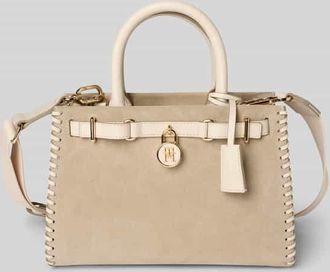 Tommy Hilfiger Tote Bag aus echtem Veloursleder in Ecru, Größe 1