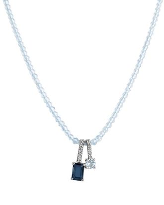 Jewelmak 14K 0.03 Ct. Tw. Blue Topaz, London Bt, Sky Bt Necklace