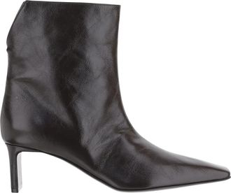 Khaite Ona Leren Enkellaarsjes - Dames - Laarzen met Hak - Bruin - 40 EU - Leer - Schoenen