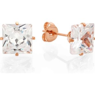 Steeltime 18k Rose Gold Plated Crystal Stud Earrings at Nordstrom Rack