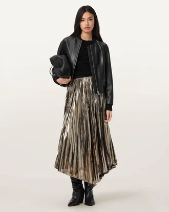AllSaints Jax Pleated Midi Skirt
