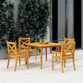 Berkfield Home Garden Table 110x110x75 cm Solid Wood Acacia in Brown | Size: 110 x 110 x 75 cm