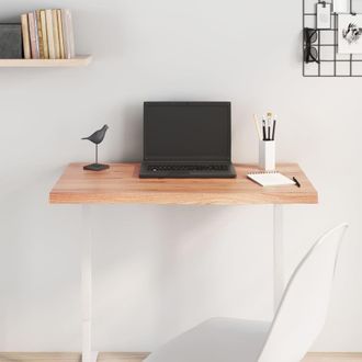 Berkfield Home Table Top Light Brown 80x50x(2-4) cm Treated Solid Wood Oak