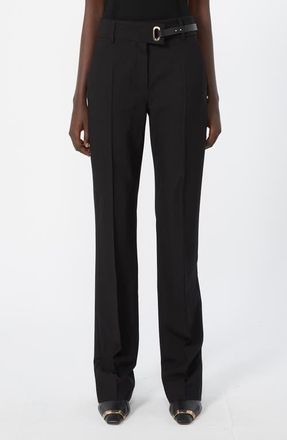 Sportmax Zip Cuff Stretch Twill Straight Leg Pants in Black at Nordstrom, Size 12