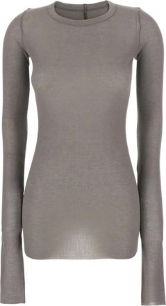 Rick Owens Tops, Dames, Grijs, XS, Rib Long Sleeve Tee