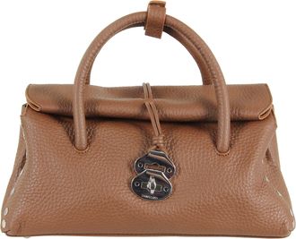 Zanellato Brown Dotta Centauro Small Textured Calfskin Handbag