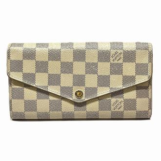 Louis Vuitton Damier Azur White Leather Long Wallet (Bi-Fold) (Pre-Owned)
