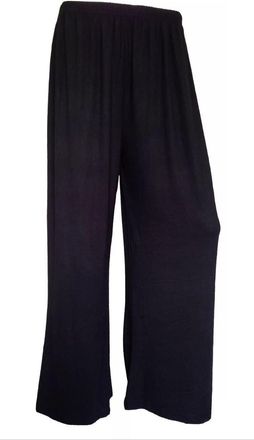 ZEE FASHION Plus Size Womens Plain Palazzo Wide Leg Flared Ladies Printed Trousers Pants 8-26 Black
