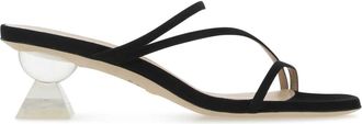 Stuart Weitzman Womens Black Suede Lucite Sculpt Mules - Size EU 36