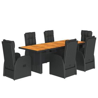 Berkfield Home 7 Piece Garden Dining Set with Cushions Black Poly Rattan