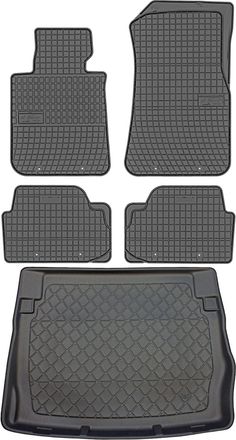 OEM Bmw Serie 1 F20 Hatchback (10/2011-06/2019) - Juego De Alfombrillas De Goma Para Coche + Alfombrilla Para Maletero
