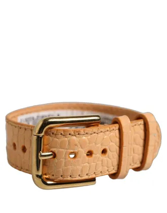 Dolce & Gabbana Croc-Embossed Calf Leather Belt - Beige
