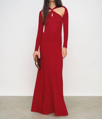 Reiss Vivienne Cut Out Knitted Dress In Red