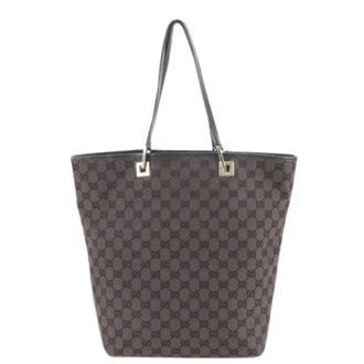 Gucci Pre-owned Tote Bags, female, Brown, Size: ONE SIZE Pre-owned Vintage GG Canvas Tote Bag