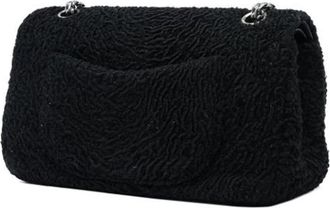 Chanel Pre-owned Wool Double Flap Shoulder Bag - Dames - Vintage Schoudertas - Zwart - ONE Size - Wol - Vintage