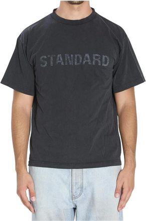 Balenciaga Tops, Heren, Grijs, M, Katoen, Standard Graphic Oversized Katoenen T-Shirt