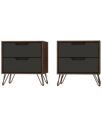 Manhattan Comfort Set Of 2 Rockefeller 2.0 Nightstands