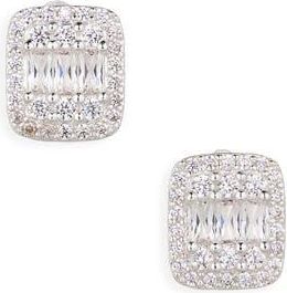 Nordstrom Rack Cubic Zirconia Emerald Cut Stud Earrings in Clear- Silver at Nordstrom Rack
