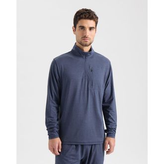 Salt Life Stamina Zip Mock Neck Pullover in Navy Heather at Nordstrom, Size X-Large