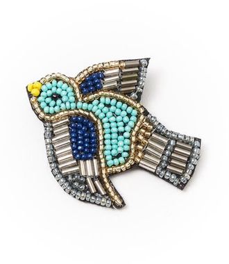 Matr Boomie Bala Mani Beaded Bird Brooch Pin in Metallic Gold at Nordstrom