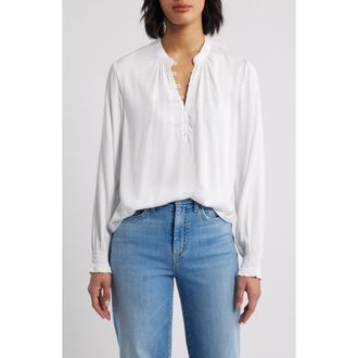 Cloth & Stone Gathered Satin Top in White at Nordstrom, Size X-Small