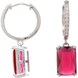 Rivka Friedman Emerald Cut Cubic Zirconia Drop Earrings in Rubilite at Nordstrom Rack