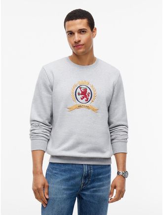 Tommy Hilfiger Mens Embroidered Crest Logo Sweatshirt - Grey - XXXL