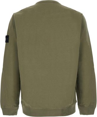 Stone Island Mens Hooded Zip-Up Sweatshirt Green Cotton Sweatshirts Sweater