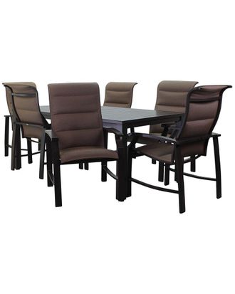 Courtyard Casual Creative Outdoor Products Courtyard Casual Madison Rust 7Pc 70In Rectangle Dining Set